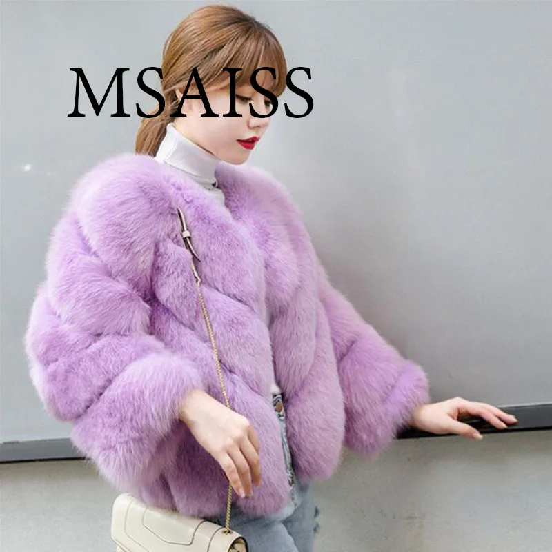 MSAISS искусственный мех Заводская шуба из искусственного лисьего меха женская зимняя теплая шуба из искусственного меха пальто женский жакет из меха