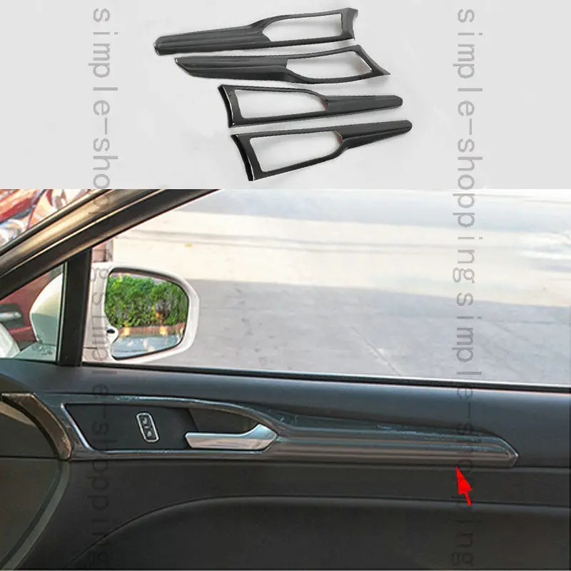 4x углеродное волокно цветные дверные ручки чаша рамка Накладка для Ford Fusion Mondeo