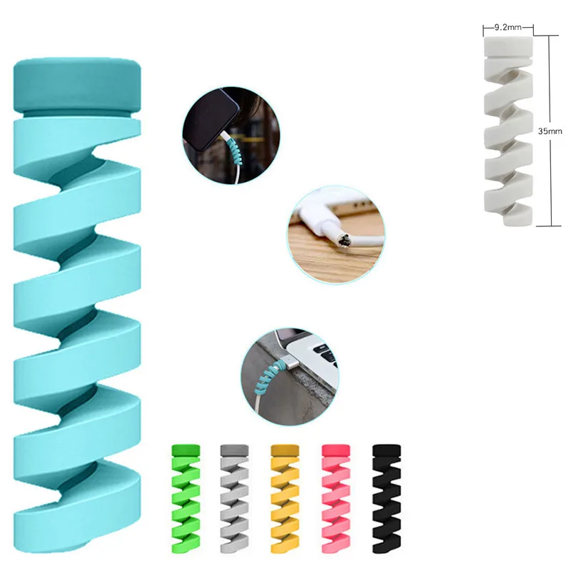 6pcs/lot Cable protector Bobbin winder Data Line Case Rope Protection Spring twine For iPhone Android USB Earphone Cover