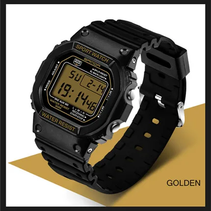 SANDA, спортивные часы, мужские, военные, армейские, водонепроницаемые, с календарем, светодиодный, цифровые часы, лучший бренд, Роскошные, relogio masculino - Цвет: Gold