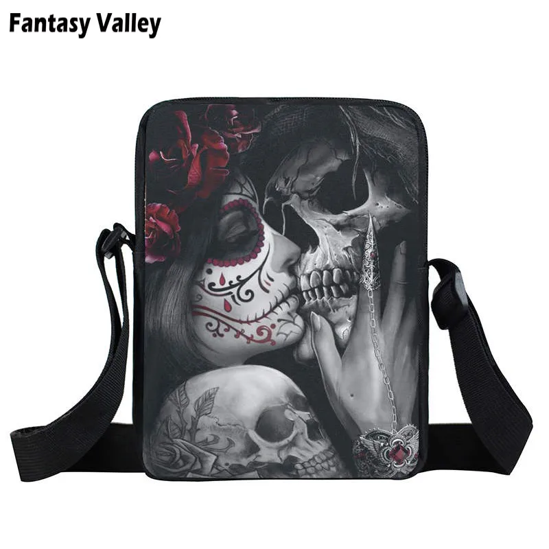 

Cool Gothic Girl Mini Messenger Bag Rock Women Handbag Kids Crossbody Bag Skull Children School Bags Boys Girls Bags Best Gift