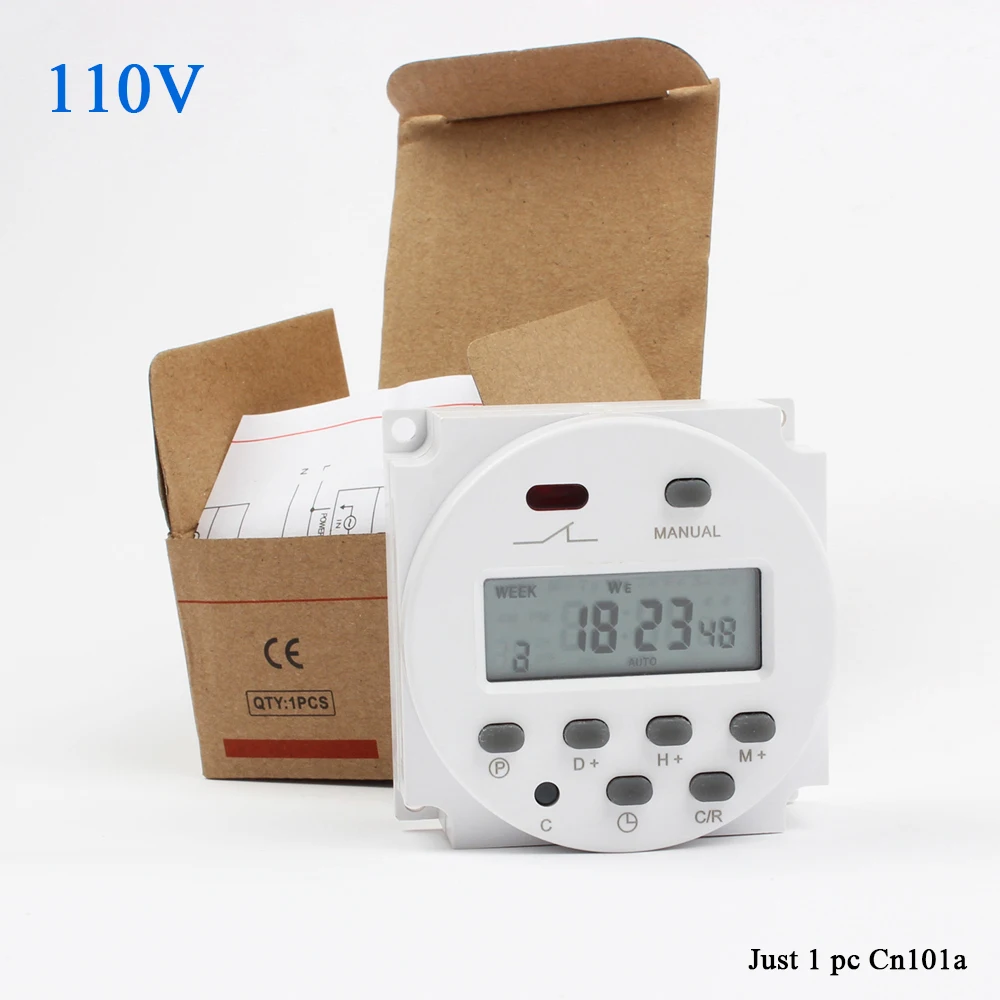 Стабильное качество CN101A AC 110 в 120 в цифровой ЖК-таймер питания программируемый реле времени 8А до 16А CN101 таймер еженедельное время - Цвет: 110V