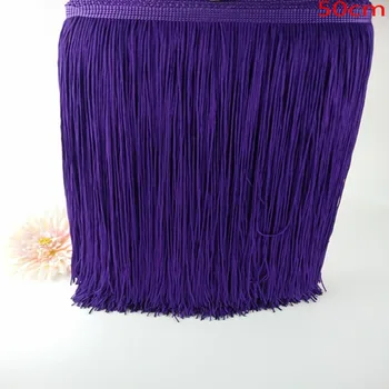 

10 M/lot 15-100CM Long Polyester Fringe Trim African Ribbon Lace Accessory Sew Latin Dress Garment Curtain DIY purple Tassel