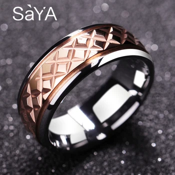 

High Polished 8mm Width Rose Gold Plating Outside Tungsten Carbide Rings for Men Wedding Jewlery, Free Shipping, Customized