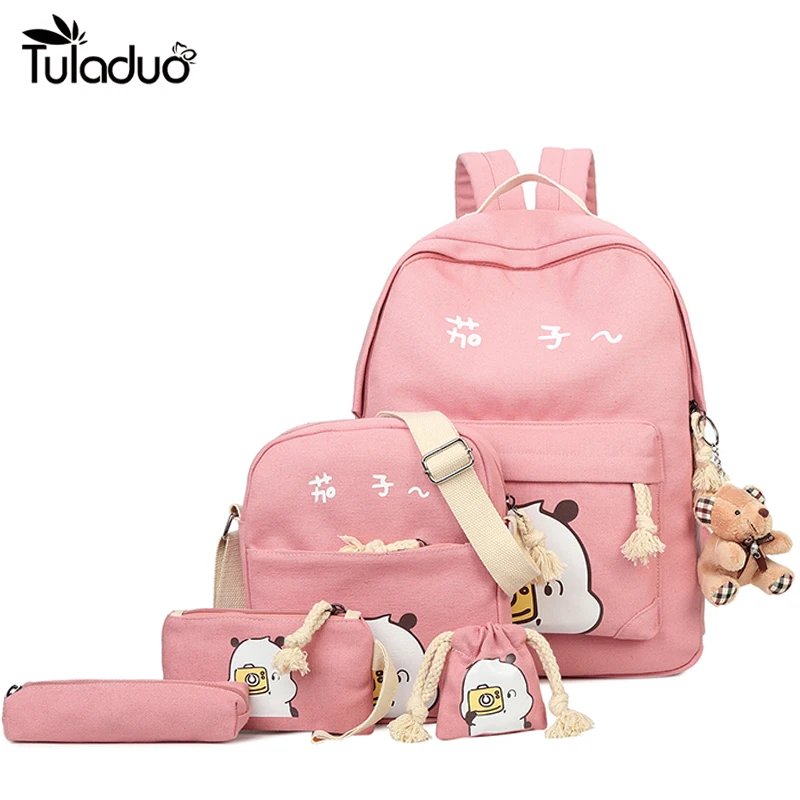 

Fashion Girl Teenagers Canvas Backpack Schoolbags School Casual Travel Bags Rucksack Cute Printing Children