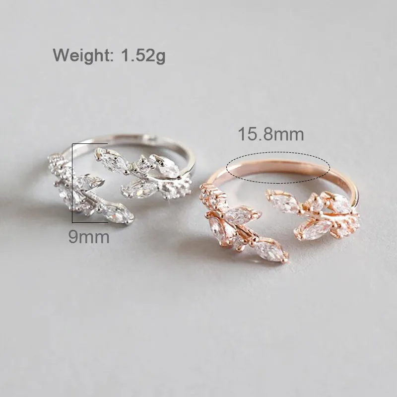 Ruifan 2 Color Pure 925 Silver Leaf Finger Ring Girls Jewelry Kids Birthday Party Teacher Gift Women Personalized Rings YRI010 Fine Jewelry