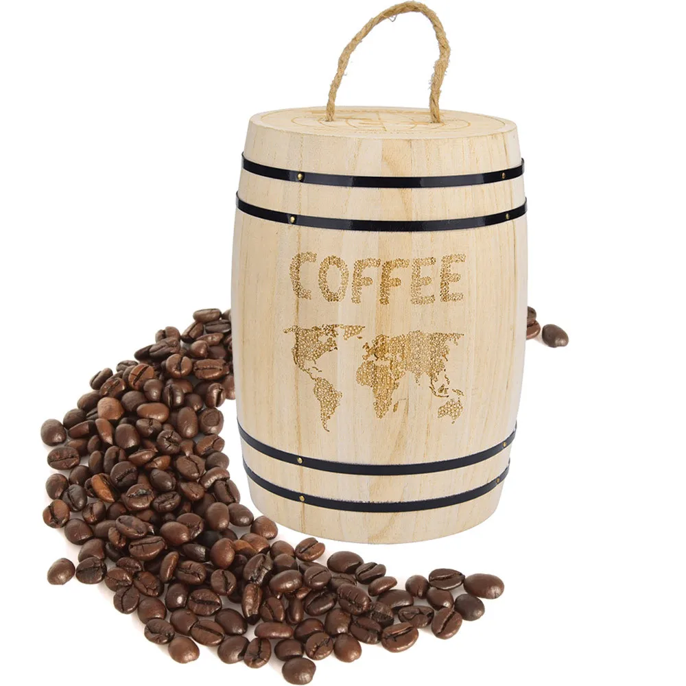 Fresh Coffee Bean Airtight Container Wooden For Coffee Beans Grounds