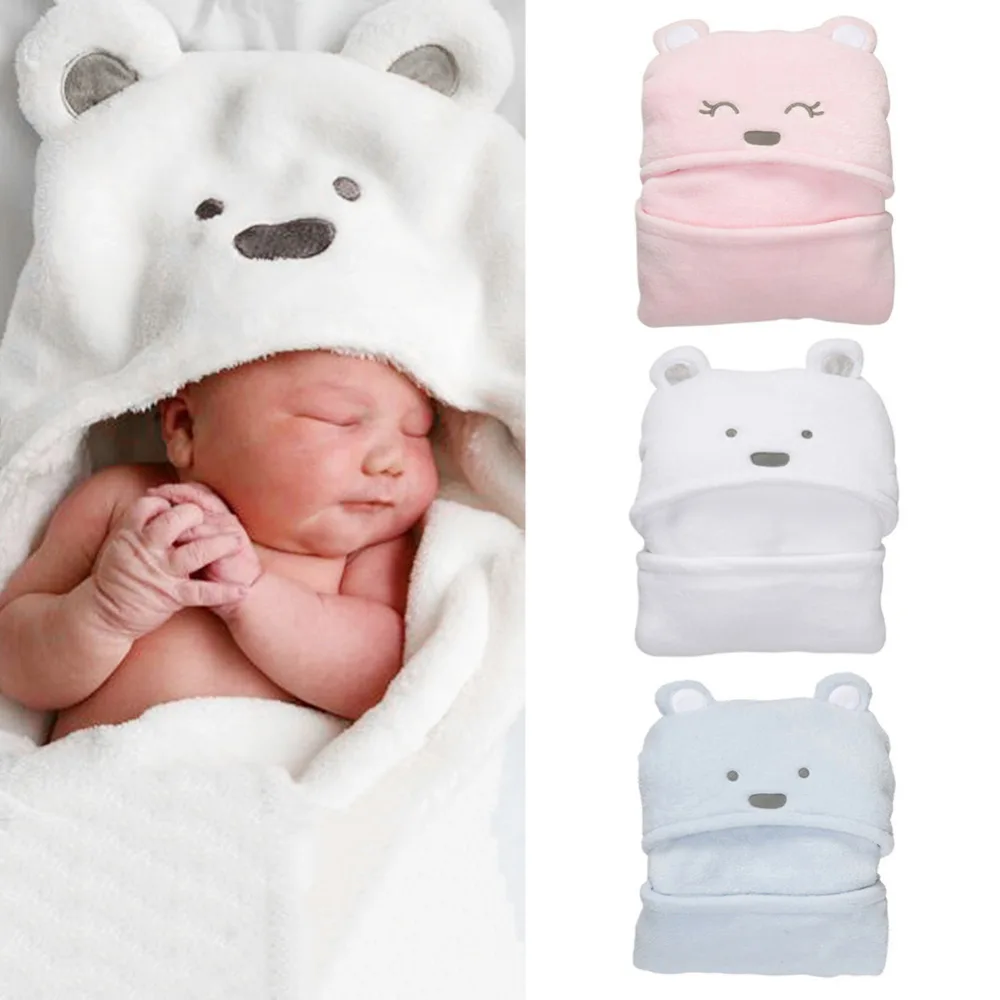 Baby Newborn Robe Coral Velvet Little Bear Blanket Cotton Bathrobe Baby