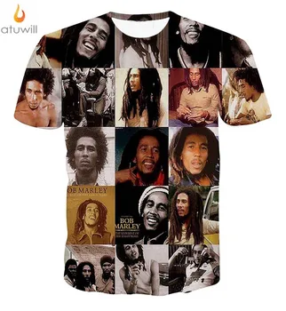 

Atuwill Bob Marley Portrait 3d T Shirt S-3XL Plus Size Men Women Hip Hop Unisex T-shirt