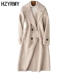 Hzyrmy Otoño Invierno Nuevo Abrigo de Cachemira de las Mujeres de Moda Suelta Calidad Larga Gruesa Cálida Hembra de Doble Cara Abrigo de Lana 2018 Chaqueta Hzyrmy Otoño Invierno Nuevo Abrigo de Cachemira de las Mujeres de Moda Suelta Calidad Larga Gruesa Cálida Hembra de Doble Cara Abrigo de Lana 2018 Chaqueta