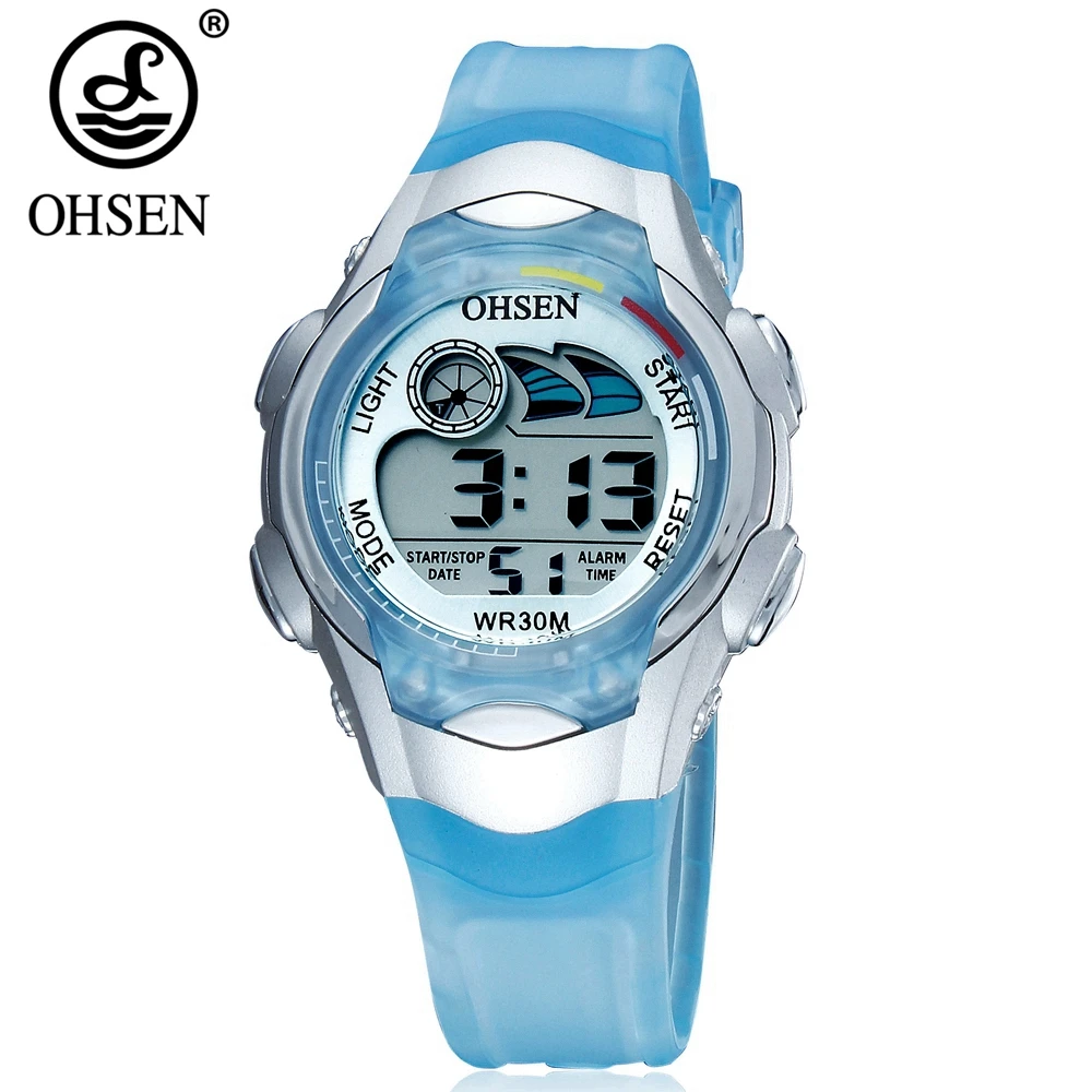 Original OHSEN Digital Sports Watch Wristwatch Children BoyS 30M Diving LED Kids Watches