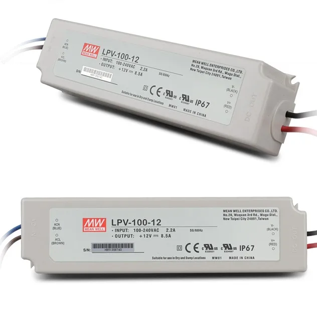 

Original MEAN WELL LPV-100-12 Constant Current /Voltage 12V LED Driver Switching waterproof Power Supply for LED lighting