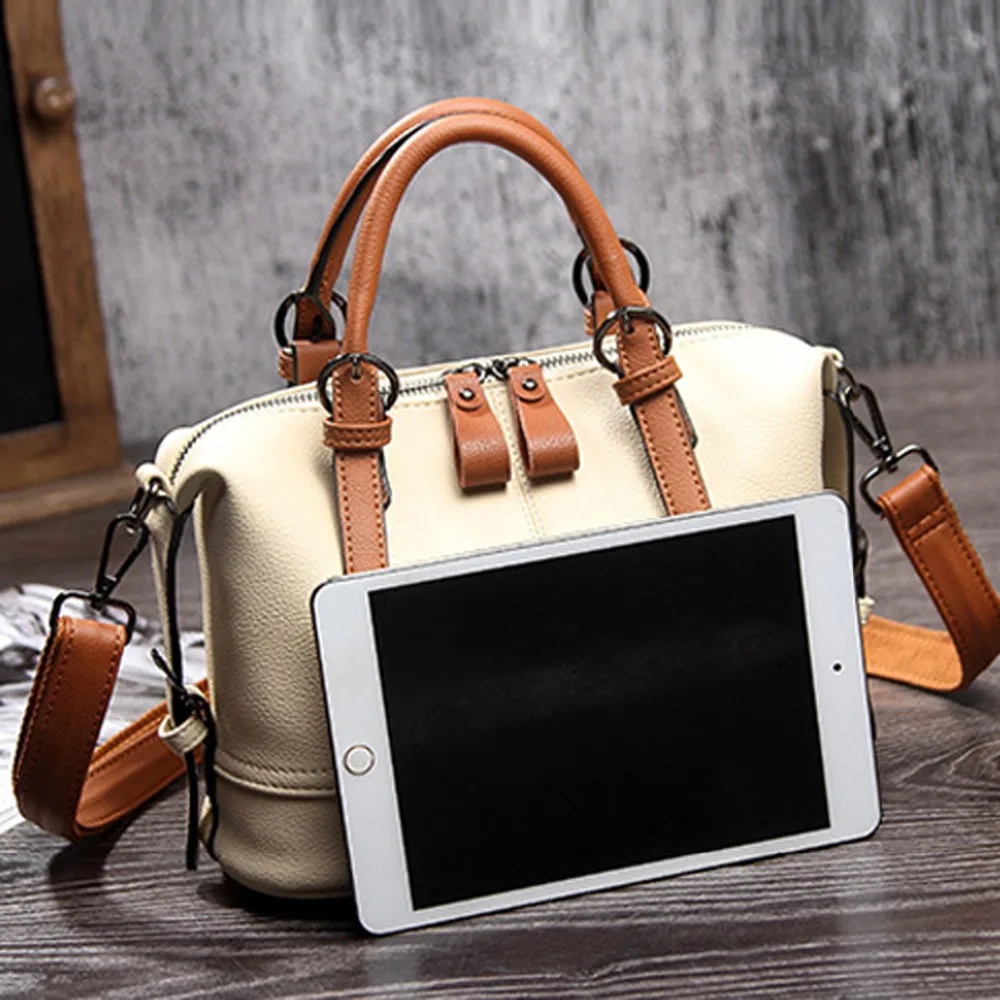  Natural cowhide women handbag genuine leather bags ladies big shoulder handbags fashion women messe