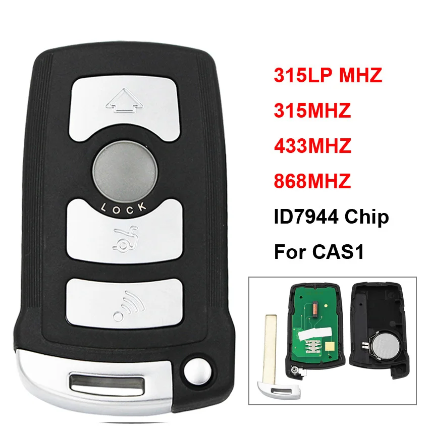 

4 Button Smart Car Key Remote Key 315LP MHZ 315MHZ 433MHZ 868MHZ For BMW CAS1 7 Series E65 E66 with ID7944 Chip HU92 Uncut Blade