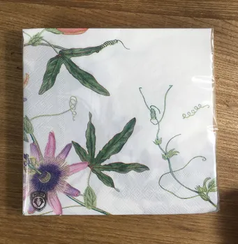 

20 vintage table Napkins paper tissue printed Pink Passion fruit flower handkerchief decoupage servilletas wedding party decor
