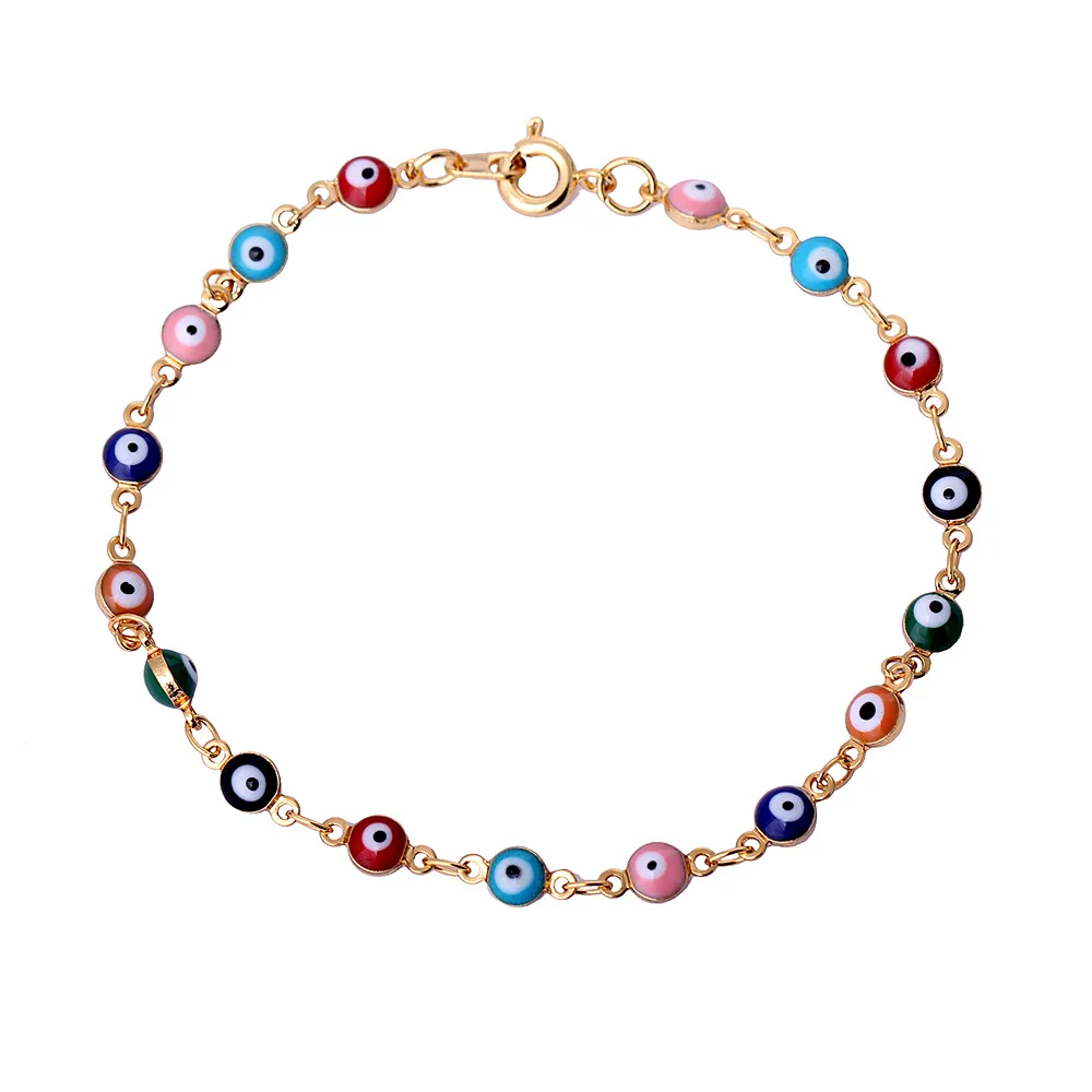 Women Bracelet Chain Turkish Evil Eye Yellow Gold Filled fashion Jewish