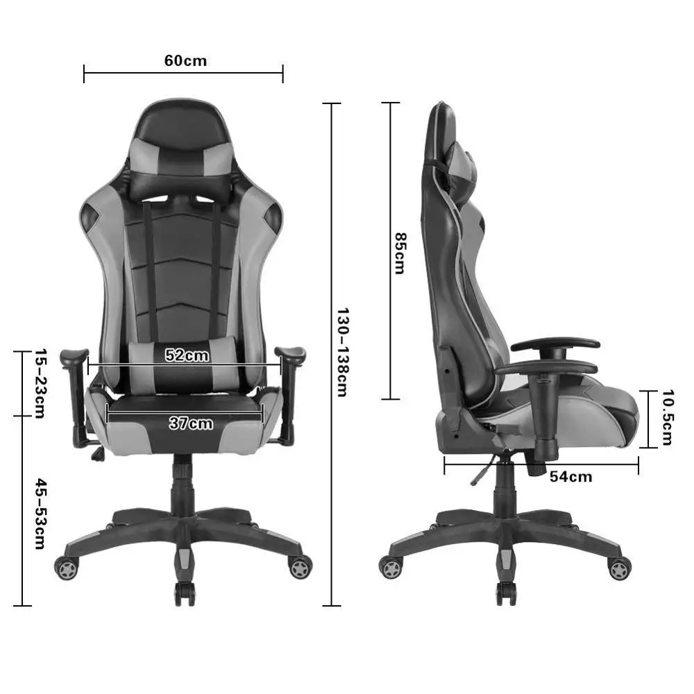  Racing Gaming Chair Computer Chair with High Back Reclining Tilt Office Chair PU Leather Swivel Tas