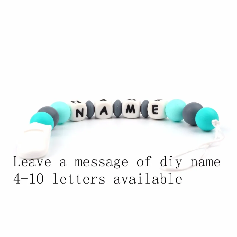 TYRY.HU Handmade Personalized Any Name Silicone Teething Pacifier Clip Holder Baby Carrier Teething Accessory Chew Teether Toys