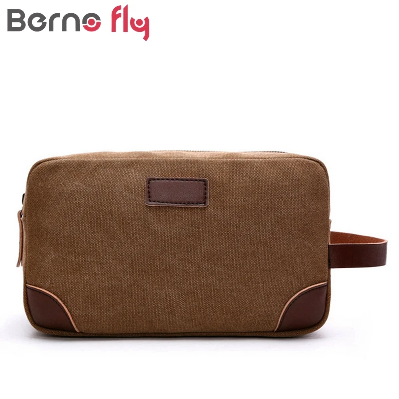 

Berno Fly Canvas Travel Bag Toiletry Organizer Shaving Dopp Kit Travel Cosmetic Bag Makeup Men Handbag Casual Zipper Wash Cases