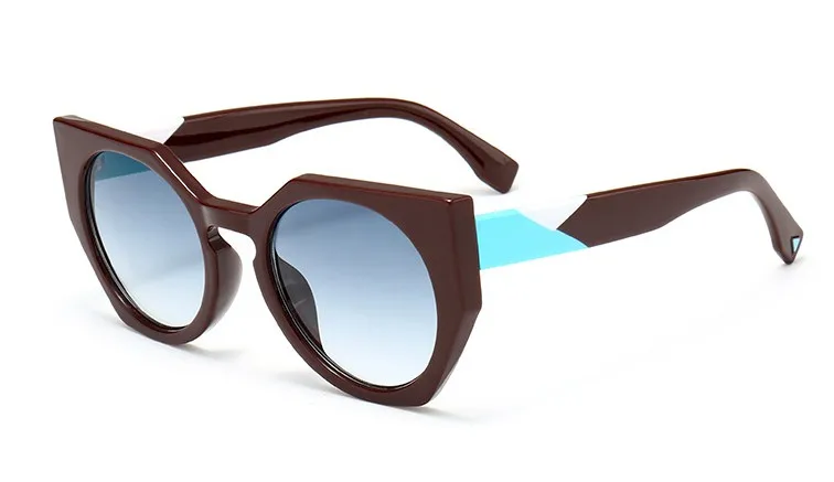46016 Круглые Солнцезащитные очки "кошачий глаз", белый чай, для женщин, CCSPACE, Брендовые очки, дизайнерские, модные, мужские, женские, оттенки - Цвет линз: C4 coffee blue