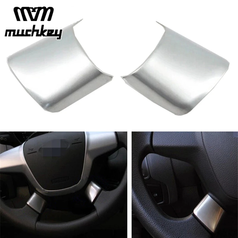 

Car Accessories Steering Wheel Cover Paillette Cover Refires Sticker For Ford Escape Kuga 2013 2014 2015 Abs Chrome 2pcs