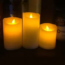 Рождественские свечи воск светодиодный свет свечей набор из 3 шт. Танцы пламени Фитили парафин для Свадебная вечеринка дома год украшения