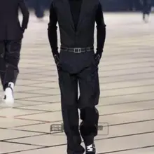 HOT новая мужская одежда модный Индивидуальный Комбинезон Костюм прямые свободные брюки размер плюс мужской костюм певицы