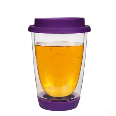 Leak Proof Double Wall Glass Cup With Airtight Silica Gel Lid Insulated  Coffee Mug Tea Juice Cup Insulated Glass Egg-Shaped Cup - AliExpress