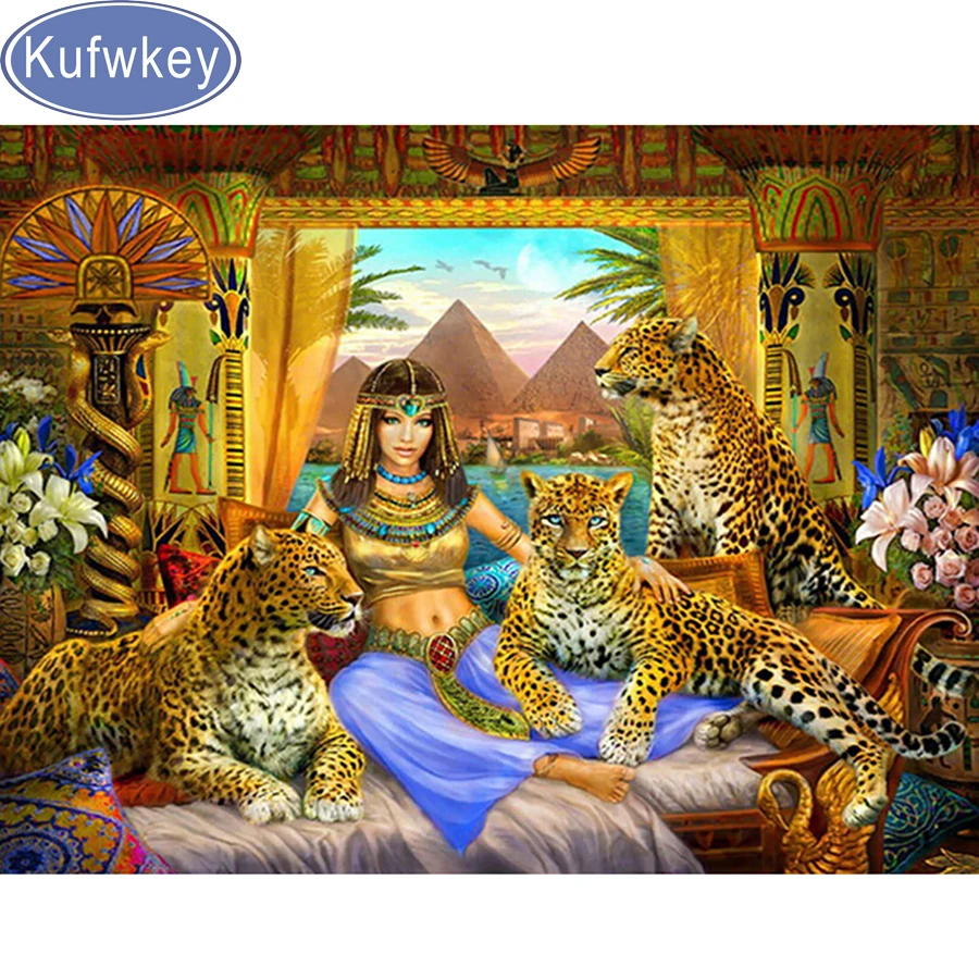 

Leopard Egyptian beauty 5d diamond embroidery square/round diamond painting queen cross stitch mosaic diamond picture decoration