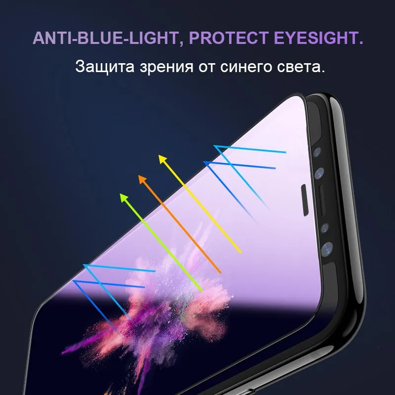  Für iPhone 11 Pro Max 3D Gebogen Gehärtetem Glas Weiche Kante High Definition Anti Blau Licht Scree