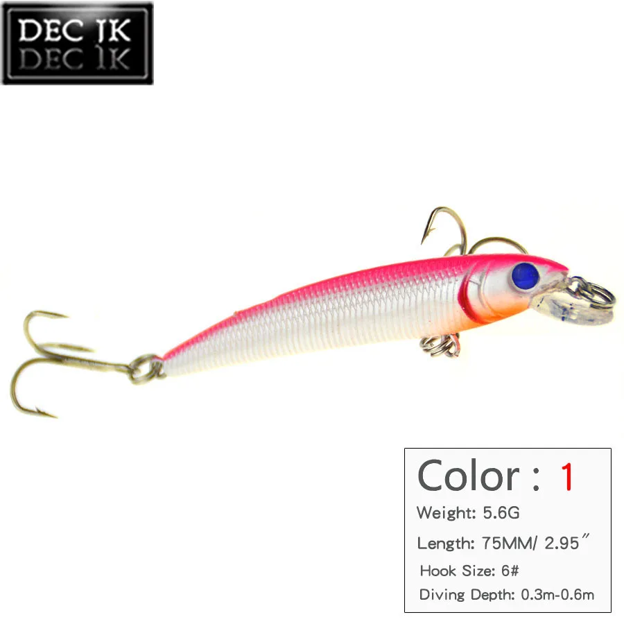 6PCS Plastic Hard Sea Fishing Lure Fake Bait Jerkbait Pike Tackle Float Crankbaits Minnow 3D Fish Eye Saltwater Lures Laser Baits (1)