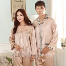 Couple Pajama Set For Women Mens Silk Pyjamas Spring Love Sleep Women’s Lounge Stitch Pajamas
