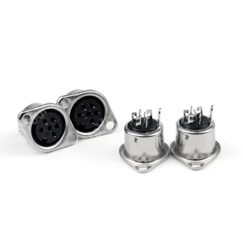 

Areyourshop Sale 50 Pcs Metal 6 Pin DIN Female Socket Hulled Panel Mount Connector Soldering