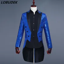 Мужские команды хор хвосты Блейзер Пальто флэш блёстки фрак смокинг ведущий маг Выпускной сценическое шоу костюм пиджаки свадебное парадное платье