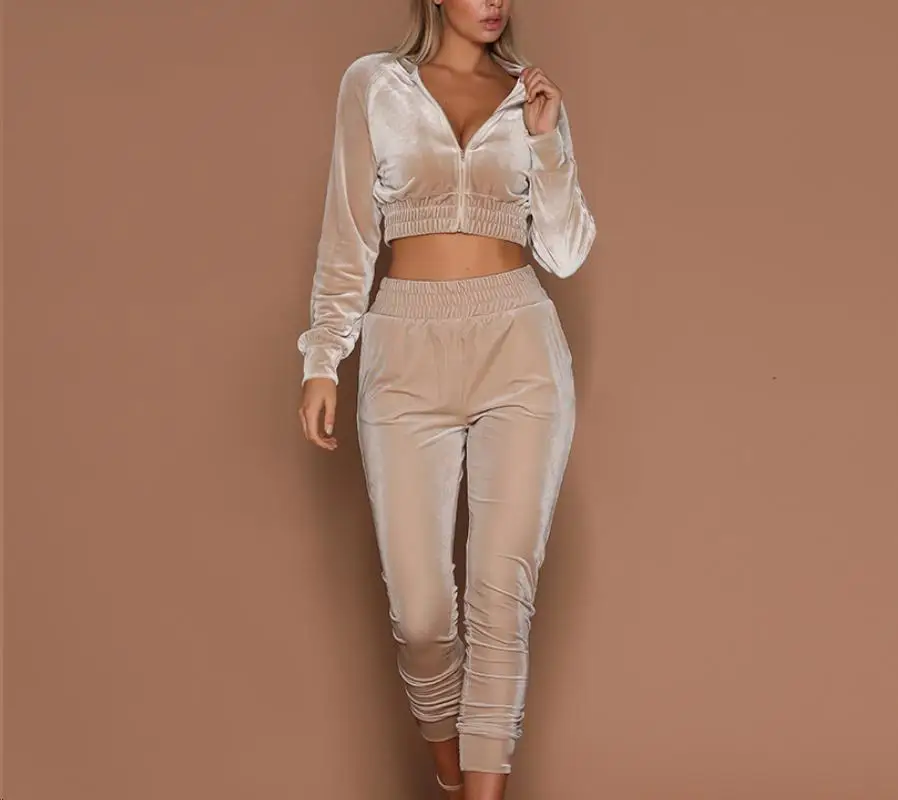 

Women Yoga Sets Clothes 2 Piece Hooded Long Sleeve Hoodies Pant Velvet Suit Thermal Fitness Women Workout Clothing