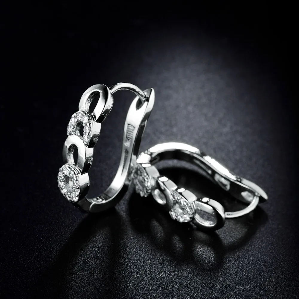 Женские серьги кольца XIAGAO золотого цвета с фианитом и кристаллами E157|hoop earing|hoop