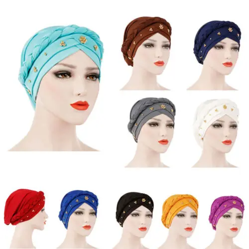 Milk Silk Hair Loss Head Wrap Muslim Cancer Chemo Hat Women Turban Cap Braid