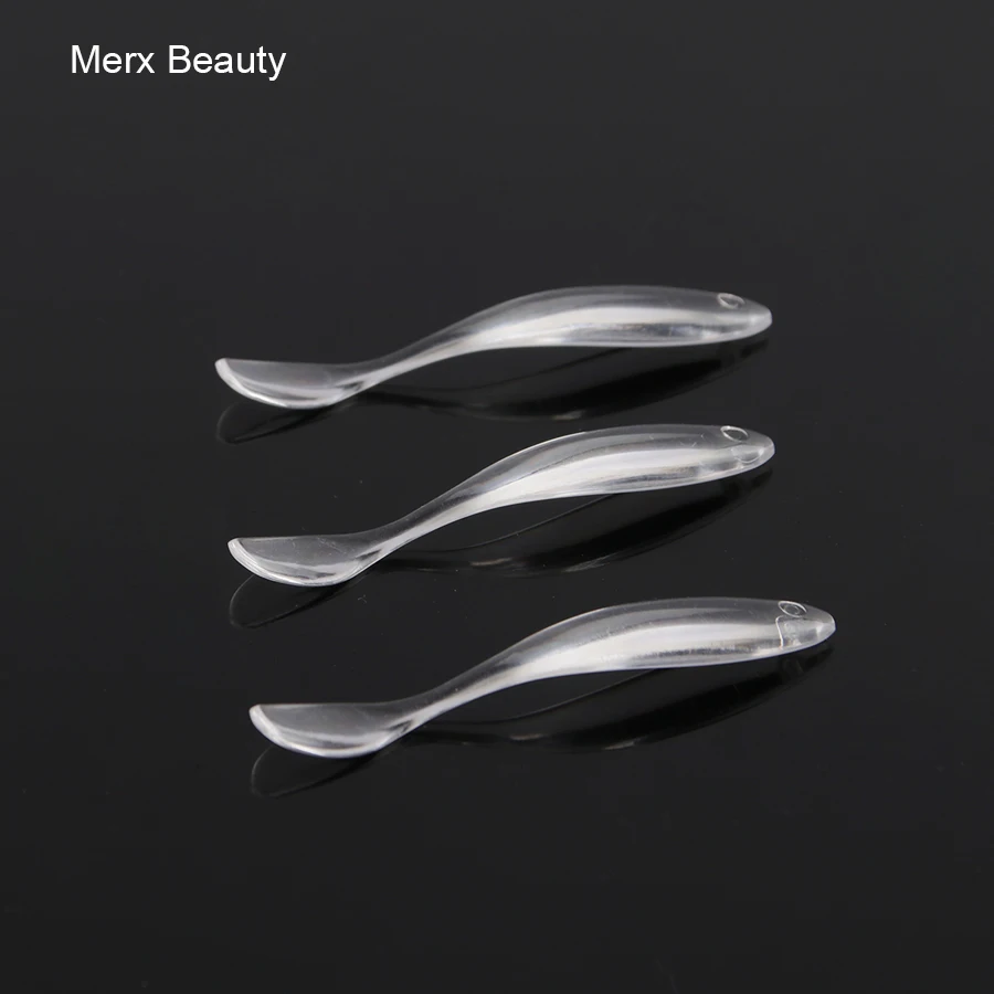100PCS Clear Mini Curved Cosmetic Spatula Face Cream Scoop Facial Mask