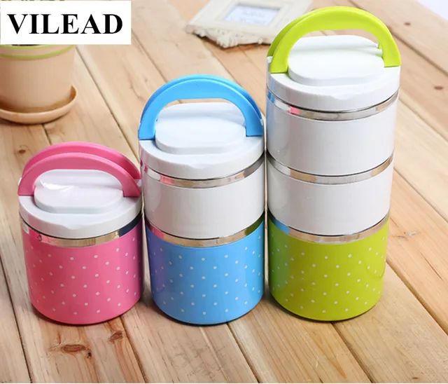 VILEAD Portable Stainless Steel Vacuum Bowl Hot Food Thermal Bowl