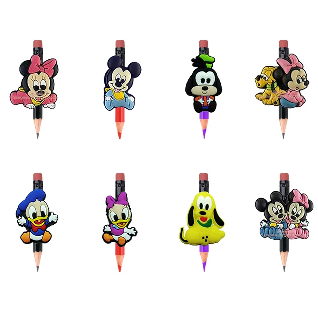 6 8pcs/set Mickey Minnie Donald Duck Cartoon PVC Pencil Toppers/Caps