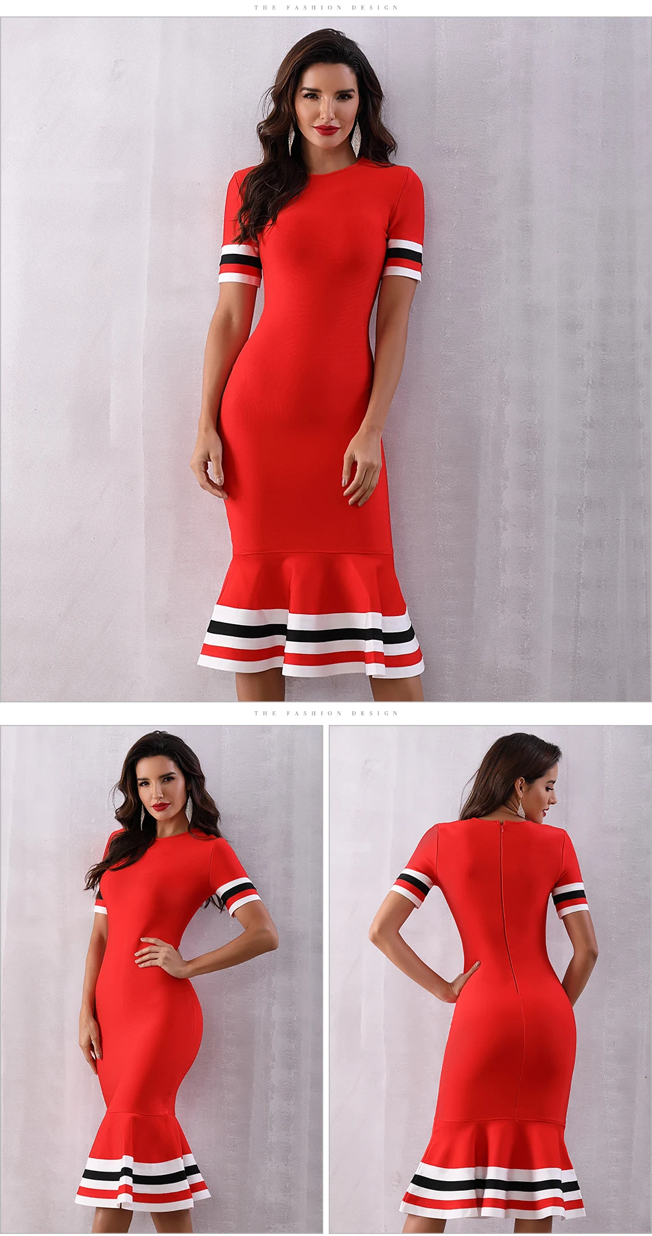 Новейшее праздничное платье-повязка знаменитости женское красное с коротким рукавом и круглым вырезом сексуальное платье для ночного клуба женское платье Русалка Vestidos