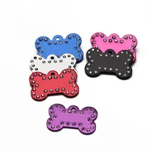 1000 шт/уп алюминиевые в форме кости со стразами хрустальные края Жетоны для питомцев для кошек, персонализированные гравировка на заказ