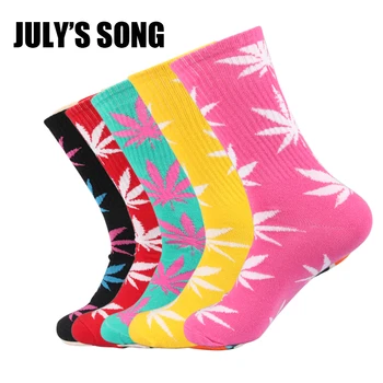 

JULY'S SONG Happy Socks Women Cotton Funny Socks Ukraine Mesh Weed Socks Fashion Street Style Skate