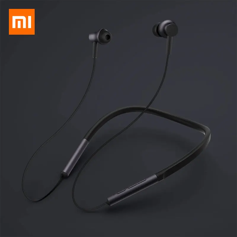 Xiaomi ожерелье с Bluetooth воротник наушники беспроводной Магнитная с микрофоном спортивные гибридный двойной драйвер уход за кожей - Цвет: Black