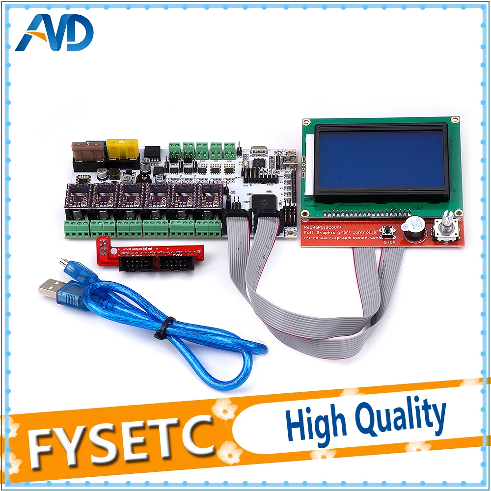 

12864 LCD Display Screen + DRV8825 Stepper Driver 6pcs + Rumba Plus Motherboard Upgrade Rumba+ RUMBA Optimized Version