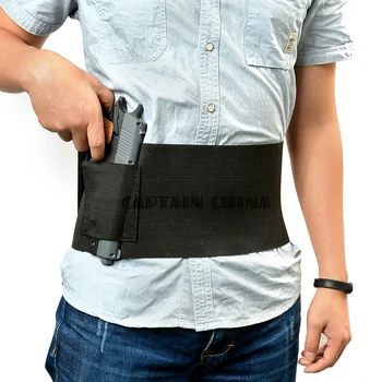

Tactical Adjustable Elastic Concealed Elastic Waist Pistol Gun Holster 2 Magzine Pouches Black