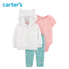 Carters 3Pcs baby girl clothes set Cute ears hooded long sleeve jacket cotton bodysuit pants autumn winter baby clothing 121I934