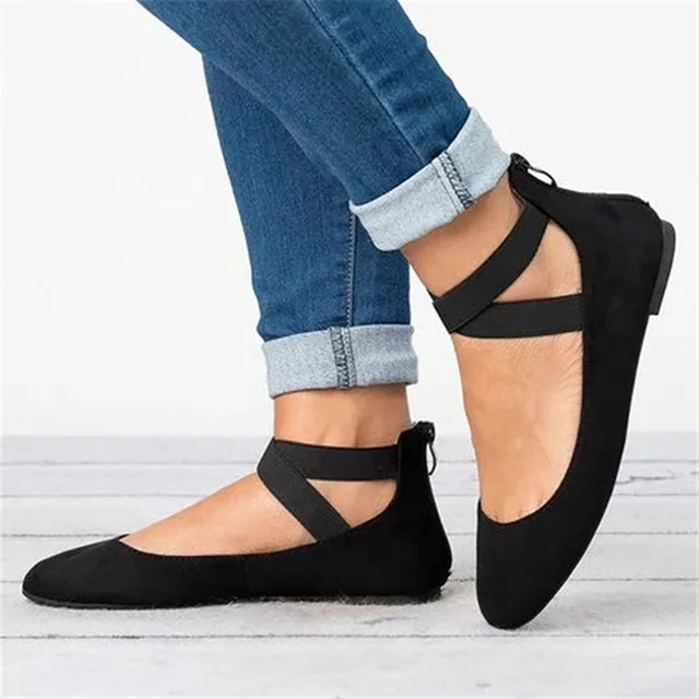 flat shoes with ribbon ankle wrap