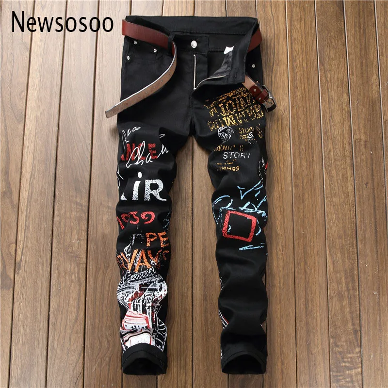 European American Style fashion mens jeans Men straight slim denim