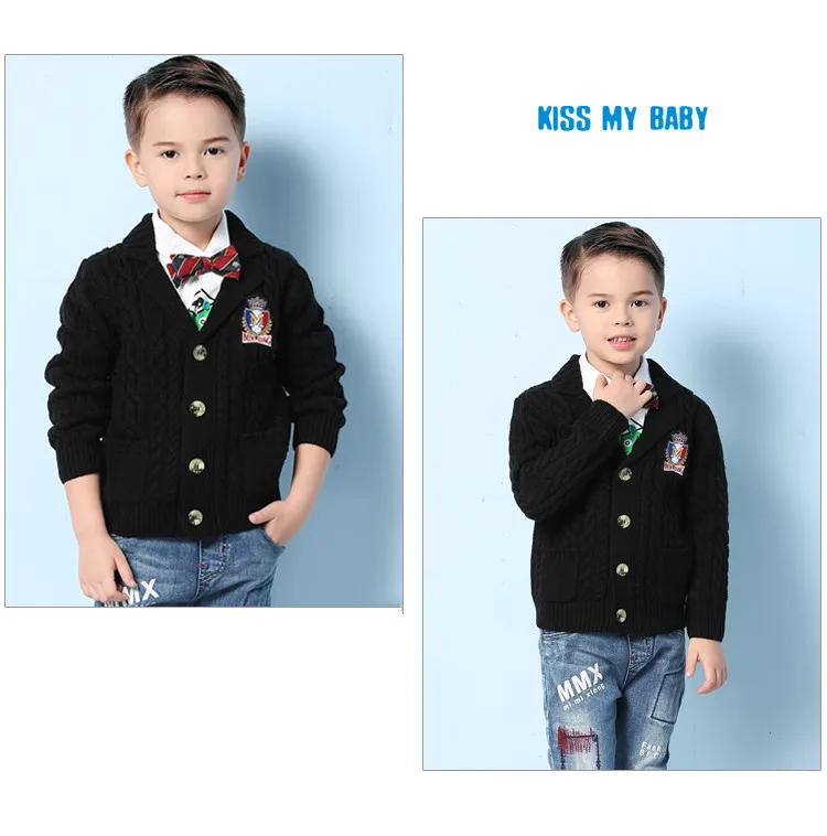 Детские Свитера Кардиган Для Мальчиков Весеняя Куртка Толщиная Верхняя ...
